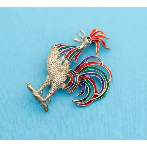 Vintage Cuckoo Rooster Brooch - N6 - Picture 1 of 2